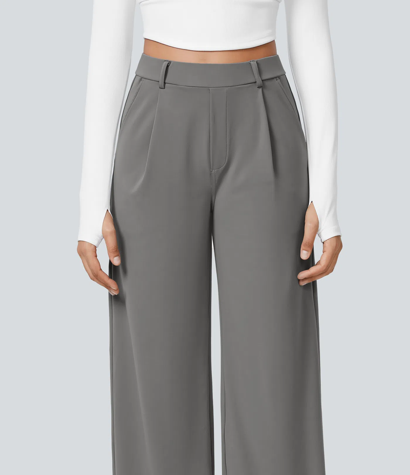 High Waisted Pocket Straight Leg Work Pants