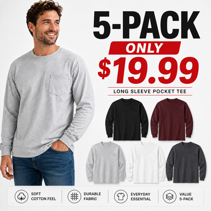 🔥Men's Heavyweight Cotton Pocket T-Shirt – Relaxed Fit Everyday Casual Tee