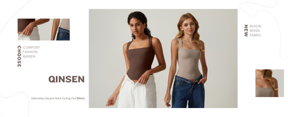 Women's Square Neck Tank Top  Double Layer Stretchy Top
