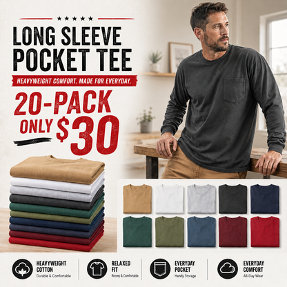 🔥Men's Heavyweight Cotton Pocket T-Shirt – Relaxed Fit Everyday Casual Tee