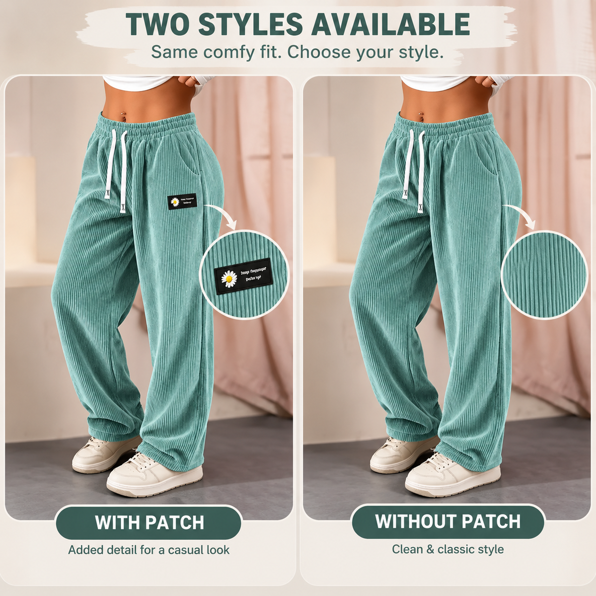 Women's Solid Straight Leg Corduroy Bottoms