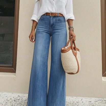 Women's Loose Fit Baggy Oversized Straight Leg Denim Jeans with Pockets