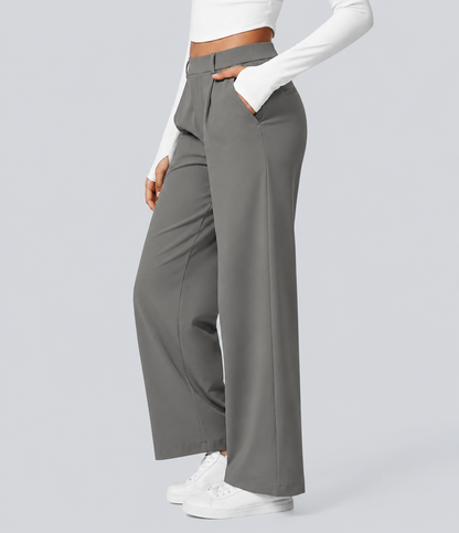 High Waisted Pocket Straight Leg Work Pants