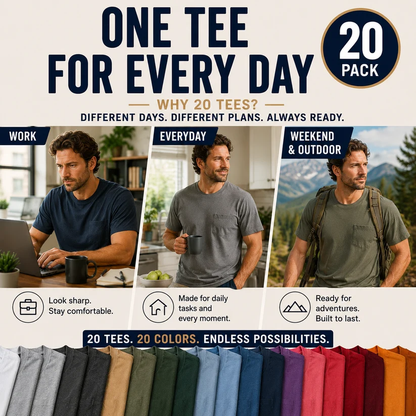 🔥Men's Heavyweight Cotton Pocket T-Shirt – Relaxed Fit Everyday Casual Tee