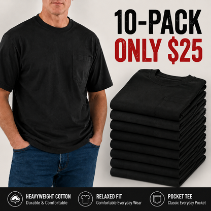 🔥Men's Heavyweight Cotton Pocket T-Shirt – Relaxed Fit Everyday Casual Tee
