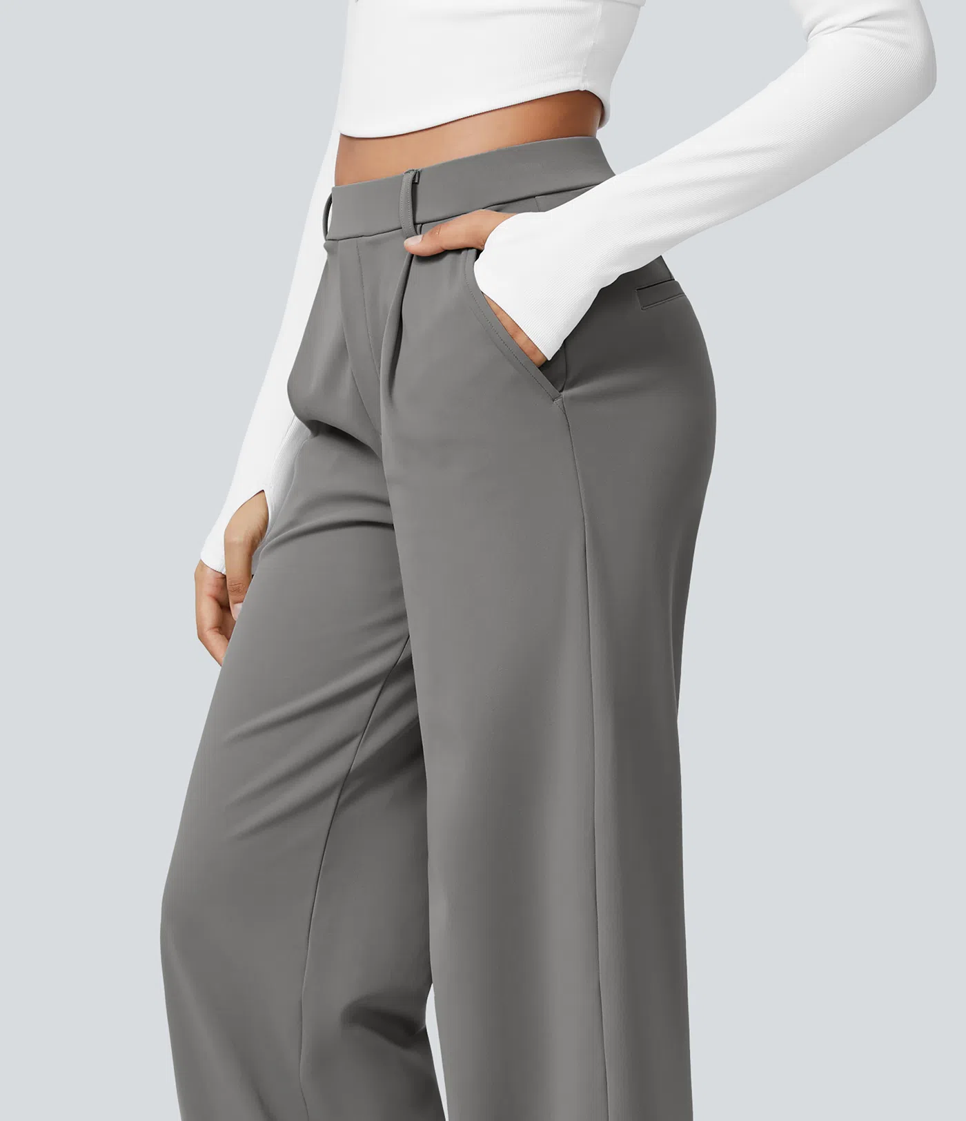 High Waisted Pocket Straight Leg Work Pants