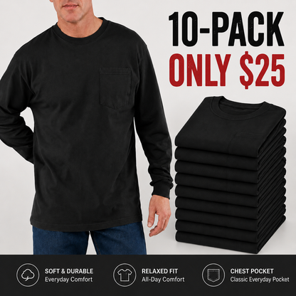 🔥Men's Heavyweight Cotton Pocket T-Shirt – Relaxed Fit Everyday Casual Tee